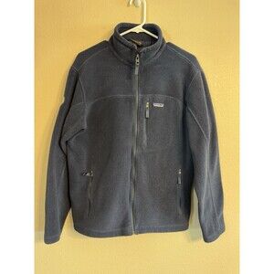 Patagonia Men's Blue Full Zip Fleece Jacket M, Embroidered Logo, Mid-Length